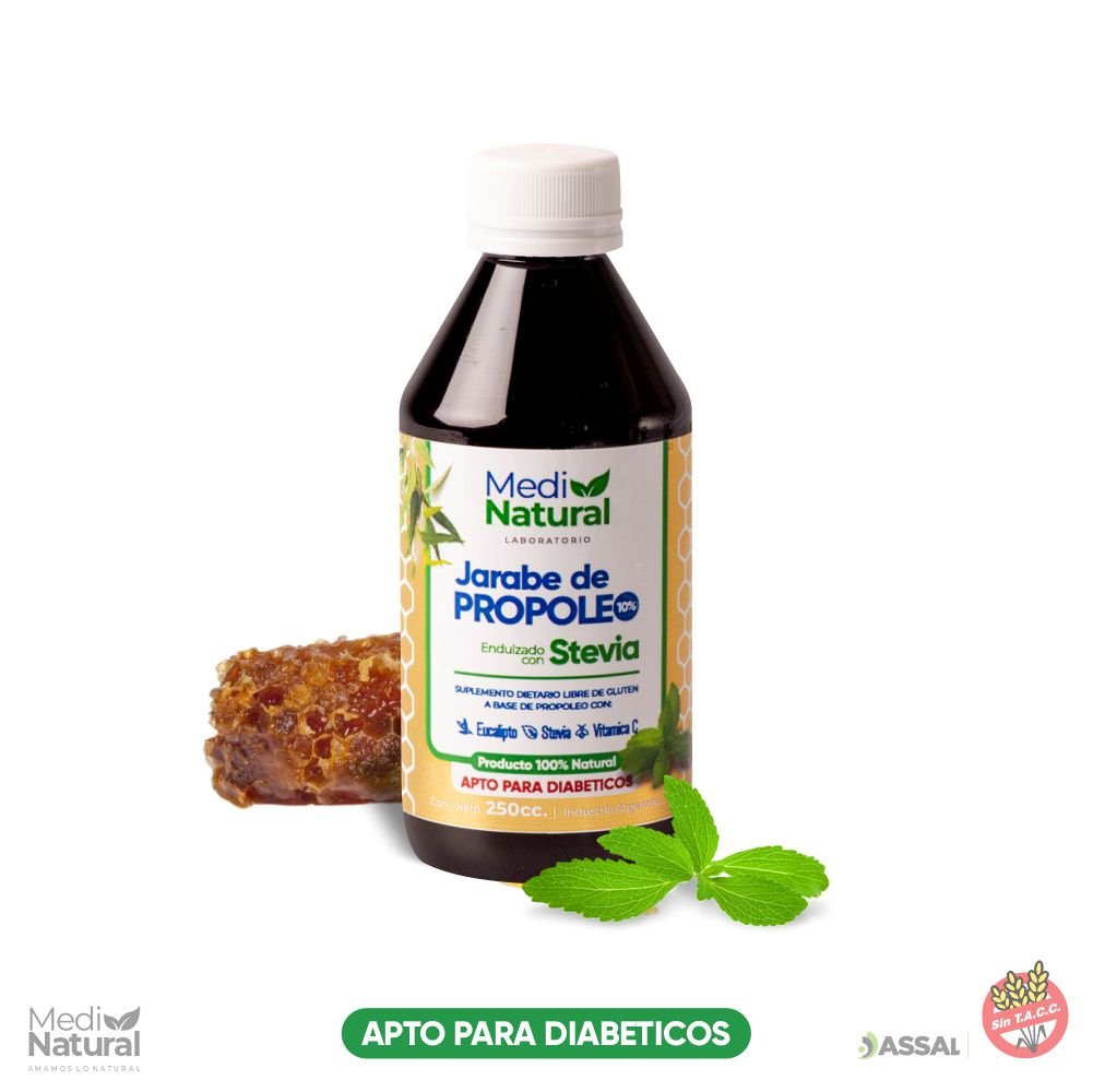 Propóleo Bebible con Stevia 250 cc – Jarabe natural para defensas, vías respiratorias y bienestar general