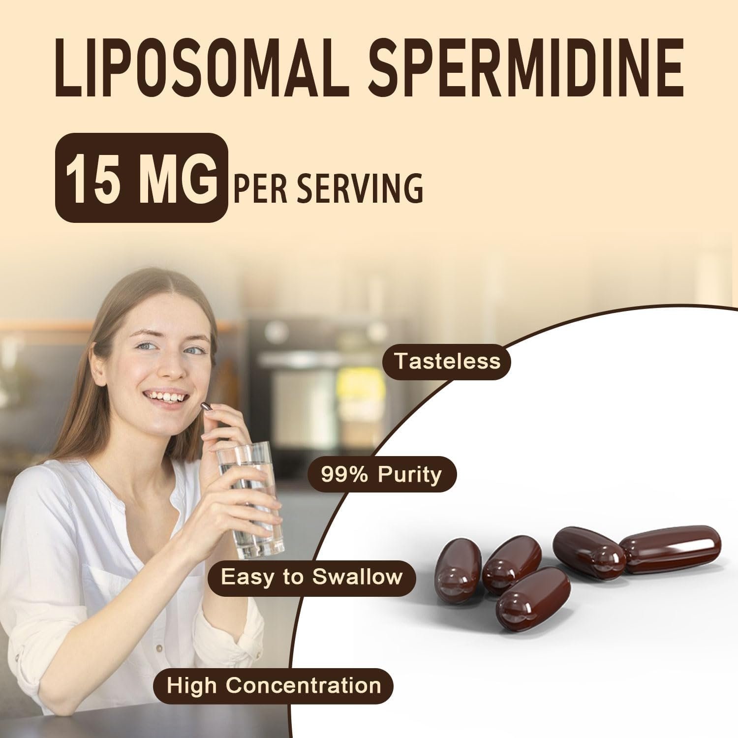 Extracto liposomal de germen de trigo de espermidina de 1500 MG, absorción máxima, suplemento de espermidina de 15 mg - Image 3