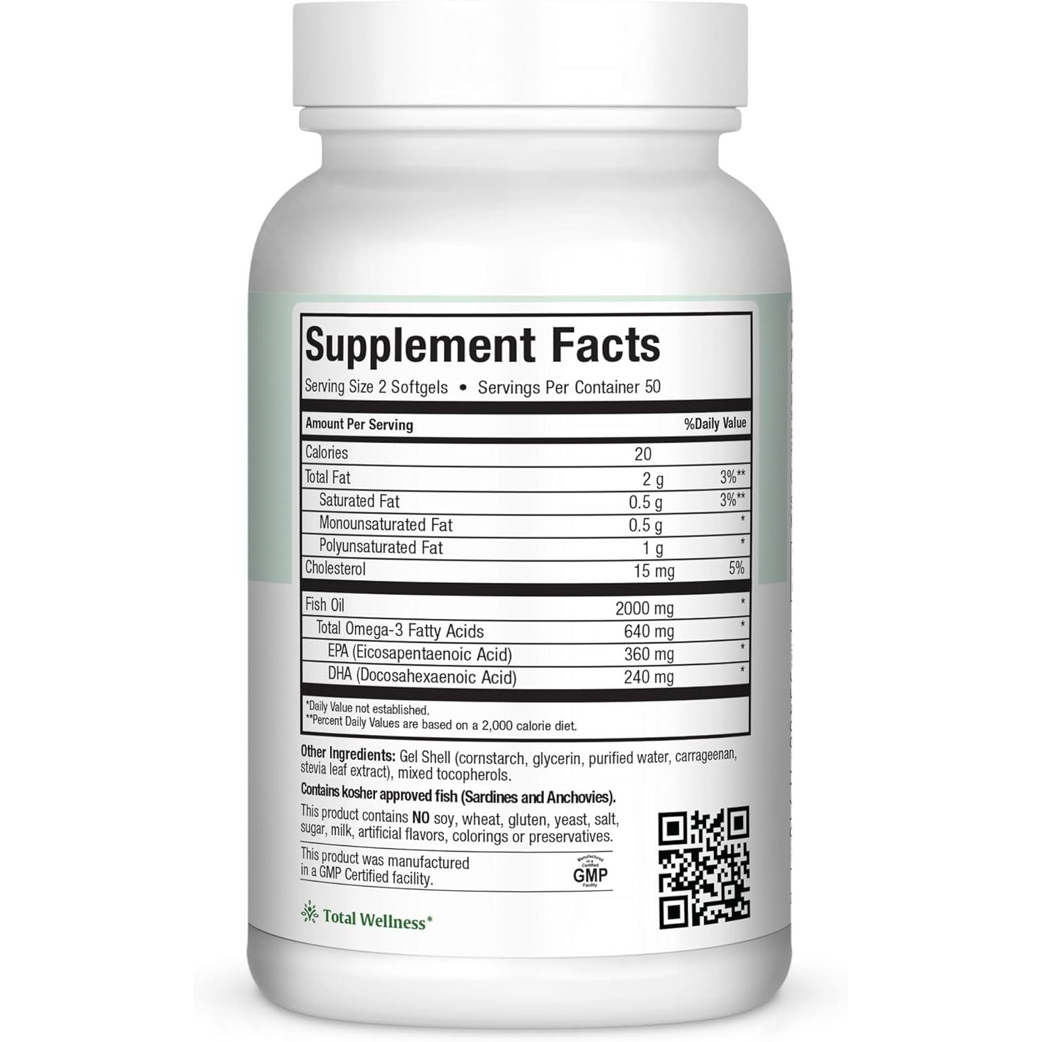 Aceite de pescado Omega 3 – Triple fuerza 2000 mg Kosher Suplementos de aceite de pescado - Image 2