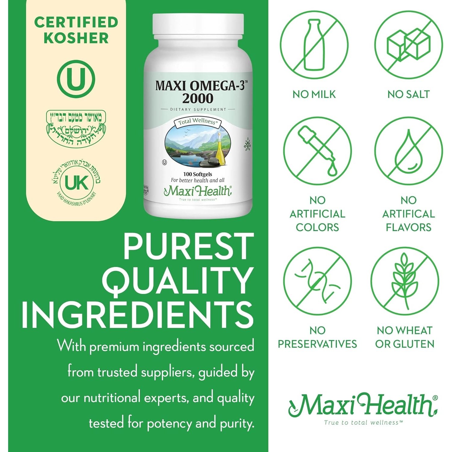 Aceite de pescado Omega 3 – Triple fuerza 2000 mg Kosher Suplementos de aceite de pescado - Image 3