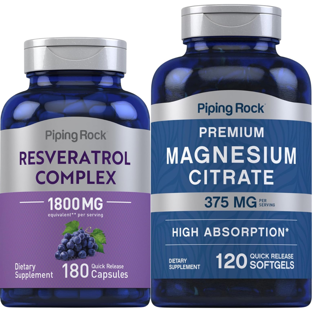 Combo Resveratrol 1800 mg + Magnesio Citrato 375 mg | Antioxidante y Bienestar Integral